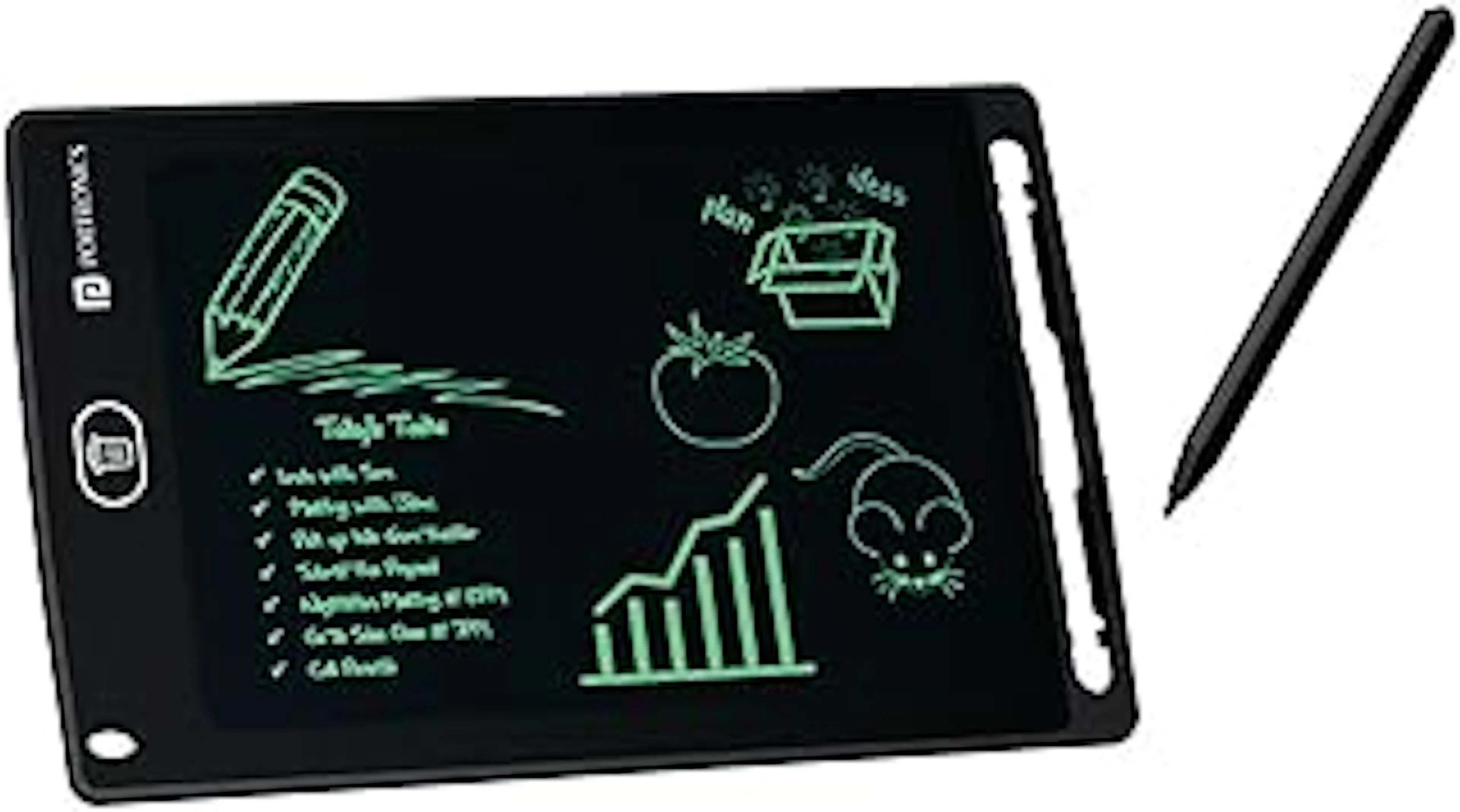 Portronics Ruffpad 8.5E Re-Writable LCD Writing Pad with Screen 21.5cm (8.5-inch) for Drawing, Playing, Handwriting Gifts for Kids & Adults,(Black)
