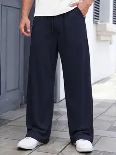 MADBROS Solid Men Dark Blue Track Pants