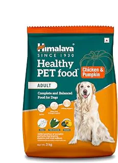 Himalaya Healthy PET Food for Adult Dogs | Chicken & Pumpkin | 3kg | Complete & Balanced Nutrition with Mountain Knot Grass, Tree of Heaven, Guduchi & Pumpkin