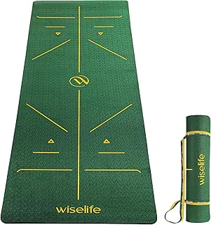WiseLife TRUE Body Alignment Yoga Mat + Sleek Yoga Strap for Men and Women | Non-Slip Textured Extra Wide & Thick | Pro Balance TPE Exercise Mat For Home, Pilates, Gym & Fitness (6mm, Green)