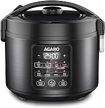 AGARO Regal Electric Rice Cooker, 3 Litres Ceramic Inner Bowl, 750gms (approx. 5 cups) raw rice, SS Steamer, Preset Cooking Functions, Preset Timer, Keep Warm Function, LED Display, Black