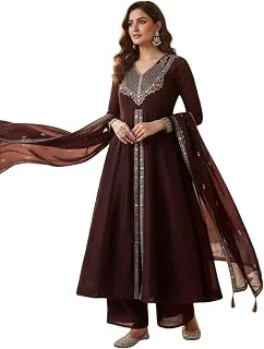 MOKOSHWomen’s Silk Anarkali Kurta Pant with Dupatta