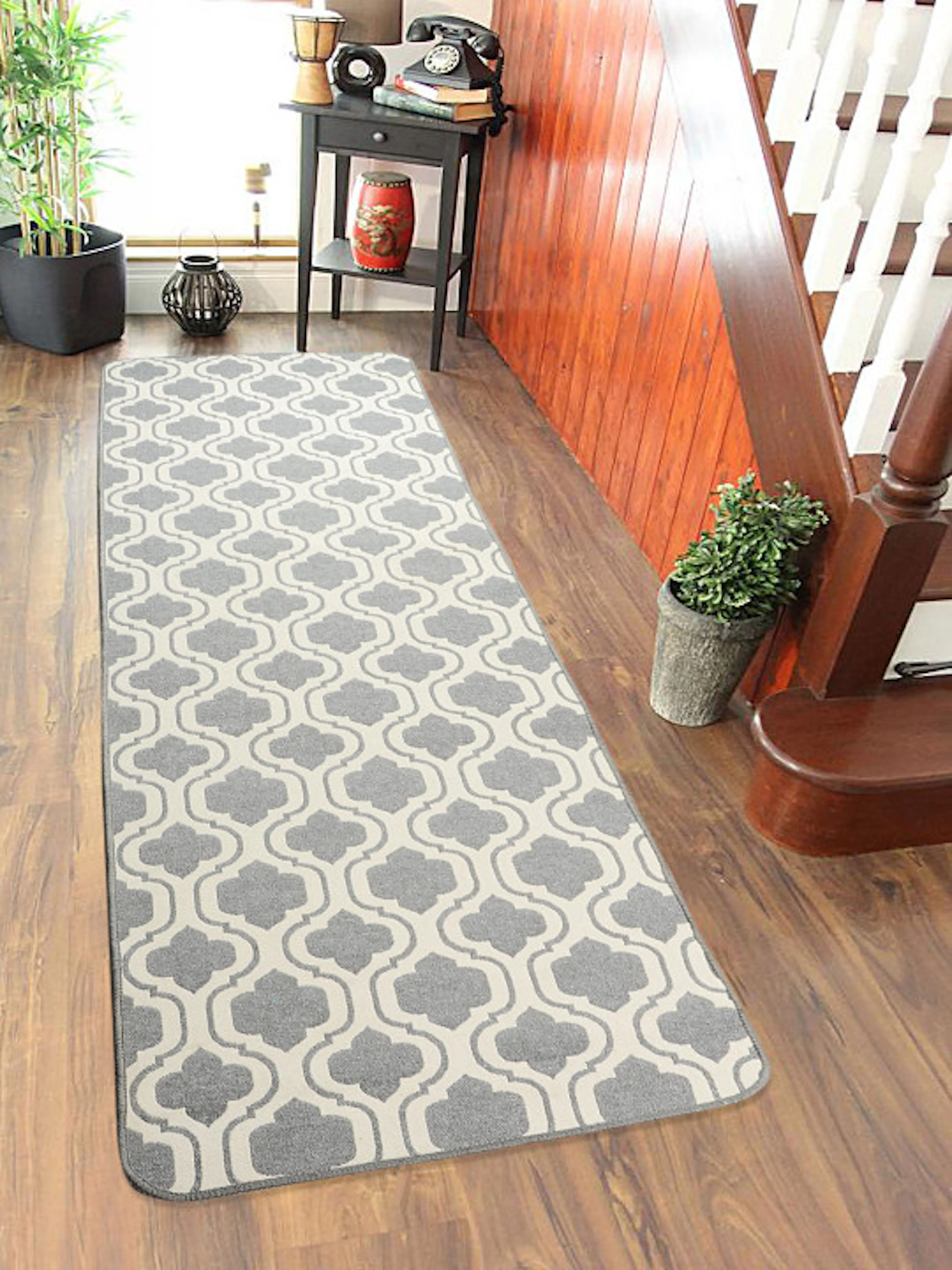 Saral Home Grey & White Ethnic Runner
