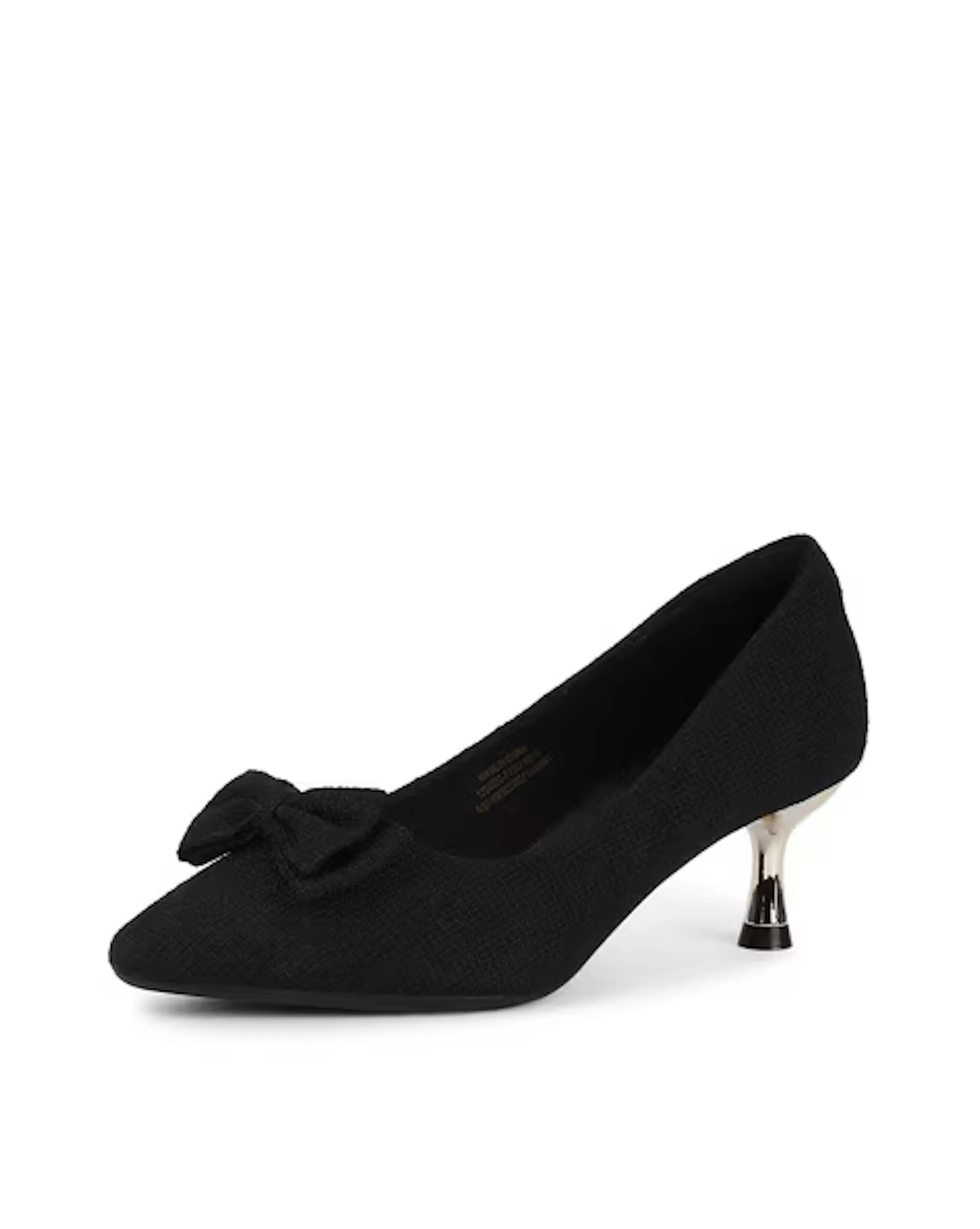 Textured Cone Heeled Shoes with Bow Accent