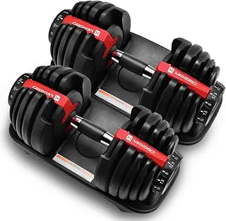 MAXPRO MAXBELL 2.5 Kg- 24 Kgs Adjustable Dumbbell Set of 2,15-in-One Weights Training with Anti- Slip Handle,Designed in USA,Easy weight adjustment safety locking mechanism strength training for home gym, body workout,fitness workout at Home for Men & Women(MP-DS024P)