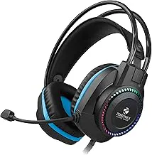 ZEBRONICSJet Premium Wired Gaming On Ear Headphone with LED Light for earcups, 40mm Neodymium Drivers, 2 Meter Braided Cable, Flexible mic, Suspension Headband, 3.5mm + USB Connector (Black + Blue)