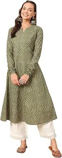 FIORRAWomens Cotton Regular Fit Floral Printed A-Line Kurta