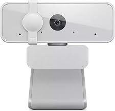 Lenovo 300 FHD 1080P Webcam with Dual Stereo Mics, 2.1MP CMOS Camera, 4X Digital Zoom, 360° Rotation, USB Plug & Play for Streaming, Zoom, Google Meet & Microsoft Teams | Cloud Grey