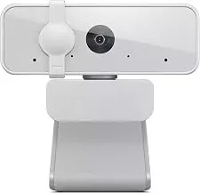 Lenovo 300 FHD 1080P Webcam with Dual Stereo Mics, 2.1MP CMOS Camera, 4X Digital Zoom, 360° Rotation, USB Plug & Play for Streaming, Zoom, Google Meet & Microsoft Teams | Cloud Grey