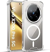 A rtistqueClear Back Cover Case for Vivo X200 Pro 5G Compatible with Mag-Safe| Acrylic | Transparent Case | Shockproof TPU | Stylish Protective Design | Vivo X200 Pro Back Cover - Transparent