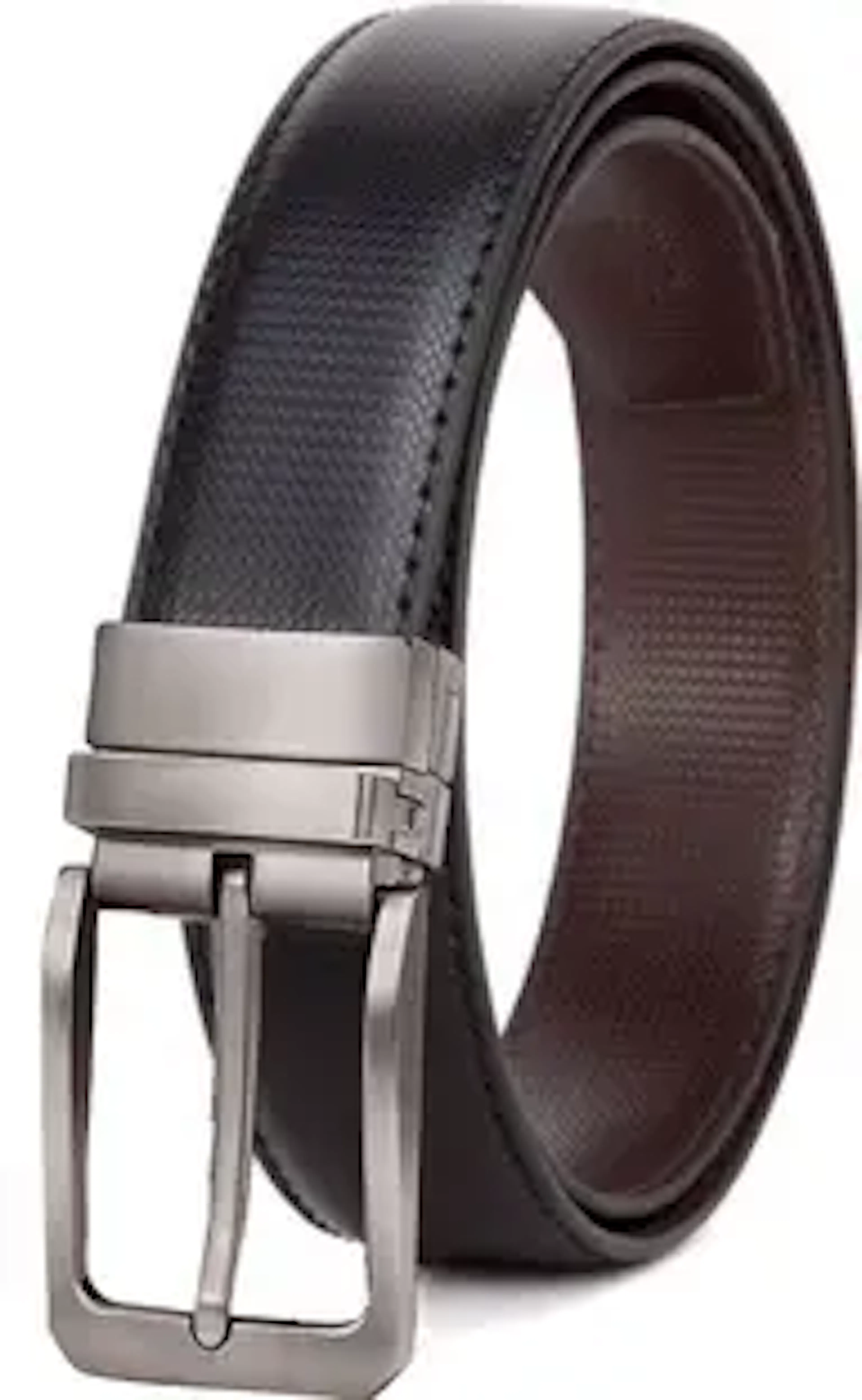 URBAN ALFAMI Men Casual, Party, Formal, Evening Black Artificial Leather, Texas Leatherite Reversible Belt