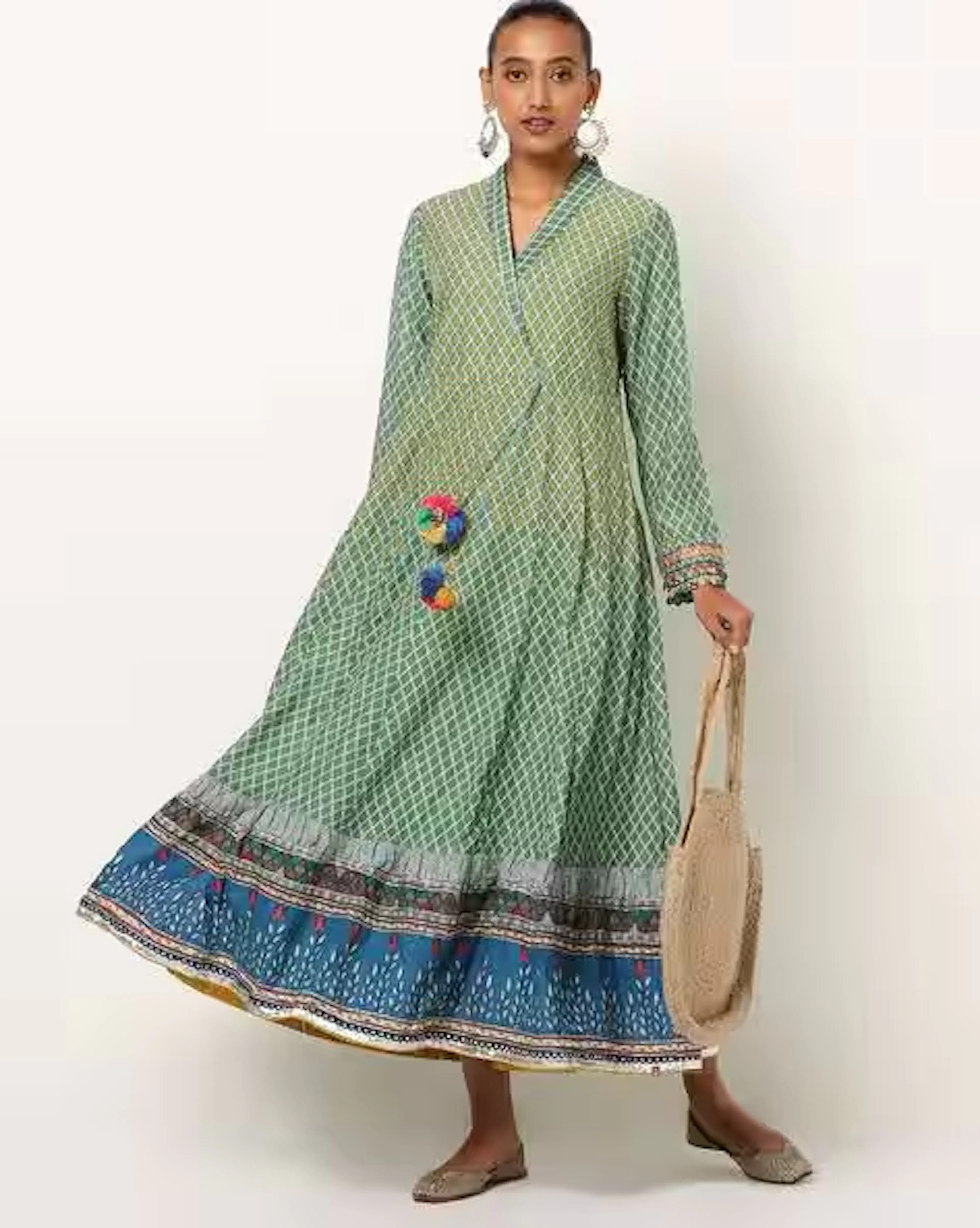 Printed Wrap-Style A-line Dress