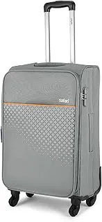 SafariPolyester Prisma Neo 67Cm Medium Checkin Trolley Bag Poyester Expandable Soft Luggage, 4 Wheels 360 Degree Wheeling, Travel Bag, Suitcase for Travel, Grey