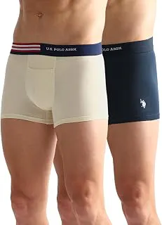 U.S. POLO ASSN.Mens OET06 Flag Elastic Antibacterial Underwear Trunks - Pack of 2