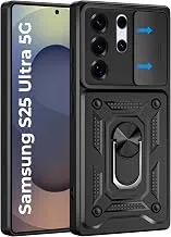 A rtistqueArmor Bumper Back Case Cover for Samsung Galaxy S25 Ultra 5G | Stylish Ring Holder & Inbuilt Stand | Sliding Camera Cover | Shockproof TPU Protective Design | S25 Ultra Back Cover - Black
