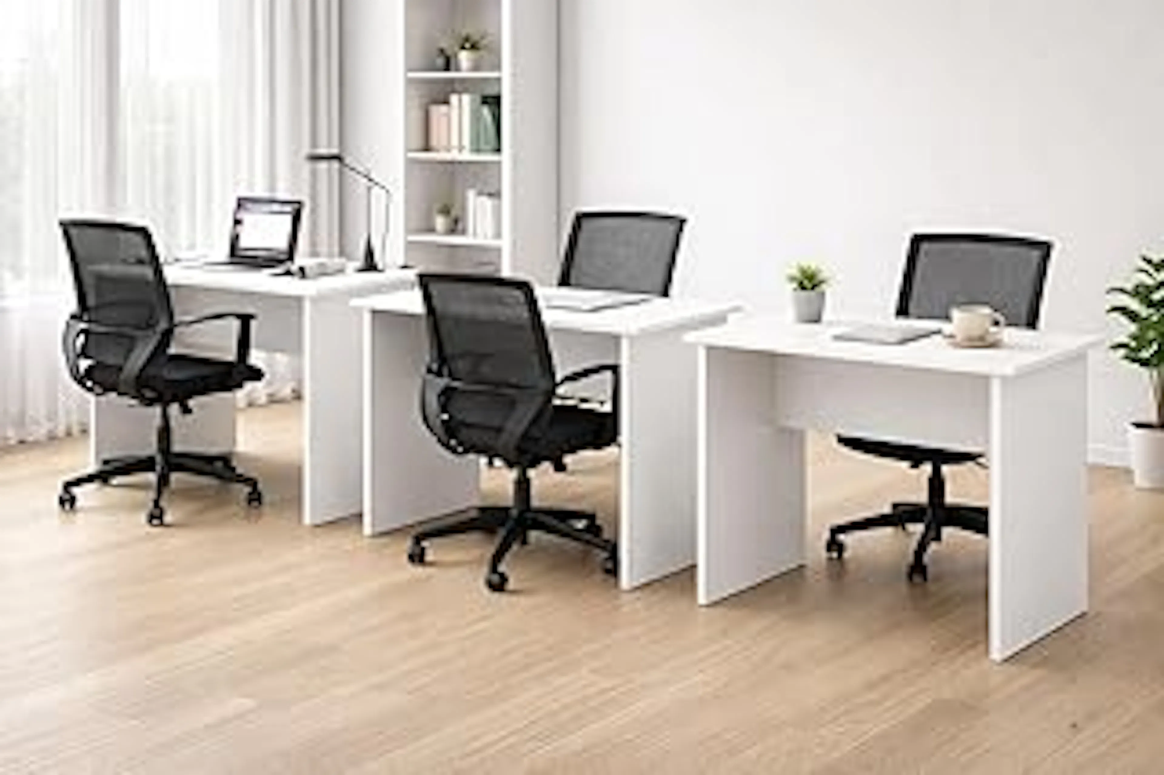 Combo of 3 Engineered Wood Ergonomic 75cm Height Prime Desk | Office Table for 6-8 Employees, Laptop Desk, Gaming Setup, Hostel, Reception, Bank, Counter Table | Easy DIY Assembly- White