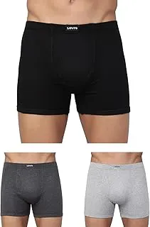 Levi's010 Classic Boxer Briefs for Men | 100% Pure Cotton | Breathable | Branded Inner Elastic | Anti-Roll Waistband | Supportive Gusset | Functional Fly | No Ride-Up Long Length Fit | Pack of 2