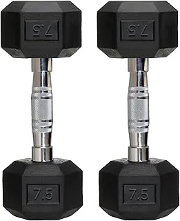 FITRXXRubber Coated Hexa Dumbbell Set (7.5 kg Pair) | Professional Exercise Dumbbells for Men & Women | Home Gym Equipment for Full Body, Upper & Lower Body Strength Training | Anti-Slip Handle