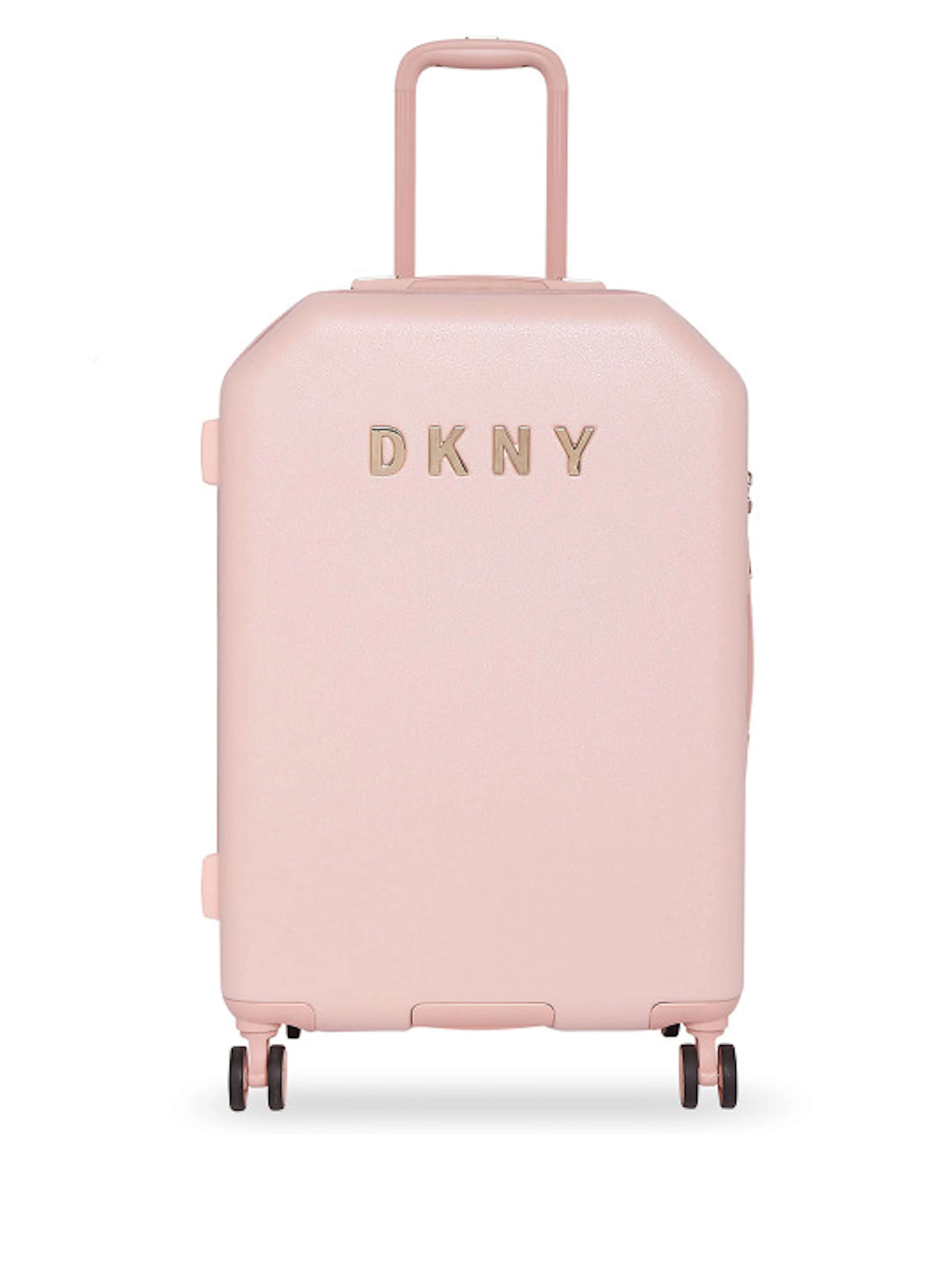 DKNY Unisex Pink Textured Allore Hard-Sided Large Trolley Suitcase