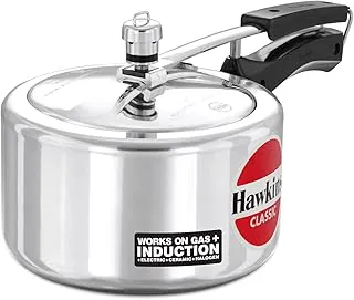 Hawkins Classic 3 Litre Inner Lid Aluminium Pressure Cooker, Induction Cooker, Wide Design Pan Cooker, Silver (Icl3W), 3 Liter