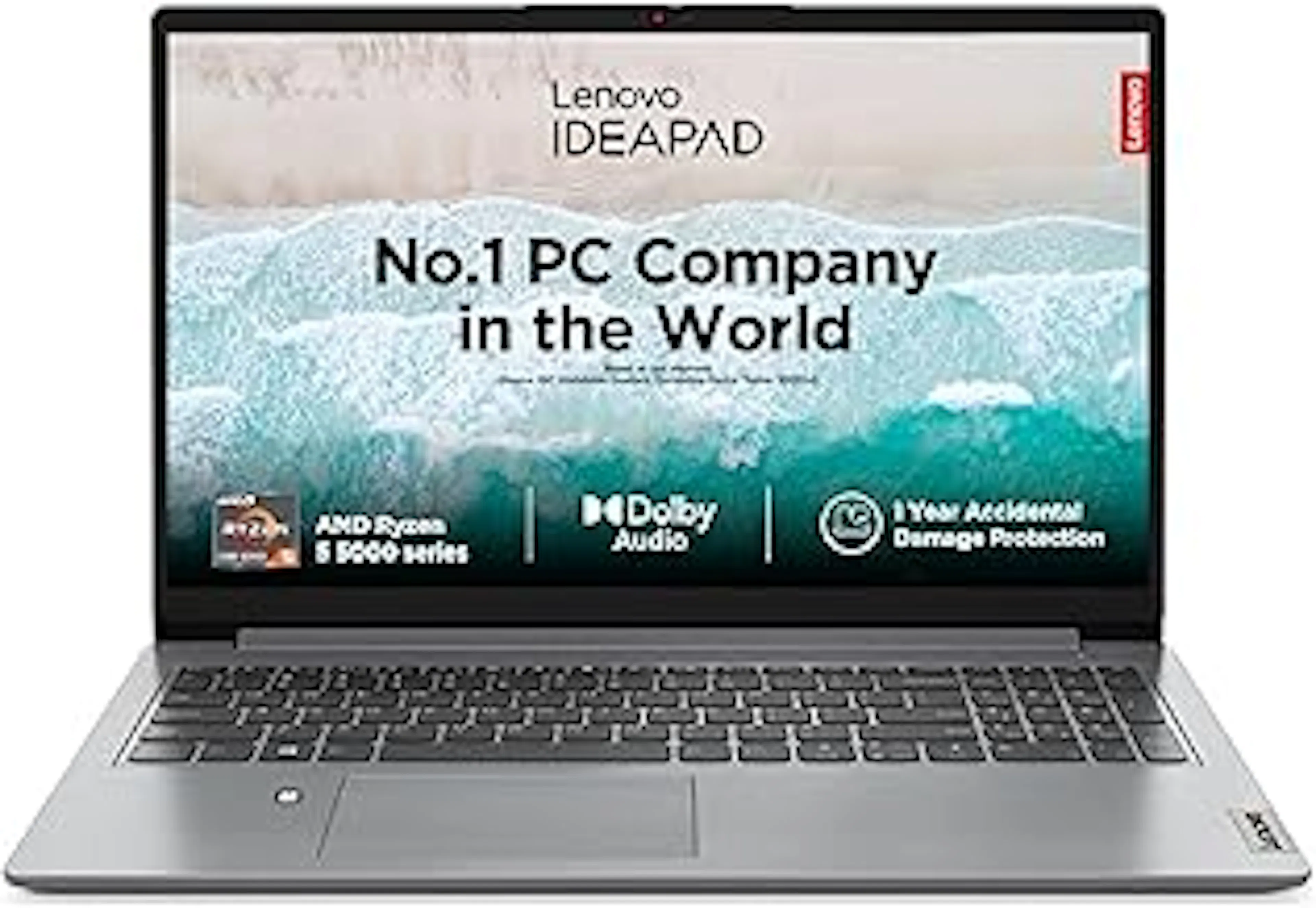 Lenovo IdeaPad 1 AMD Ryzen 5 5500U 15.6" HD Thin and Light Laptop (8GB RAM/512GB SSD/Windows 11 Home/Office Home 2024/1 Year ADP Free/Grey/1.6Kg), 82R4011MIN