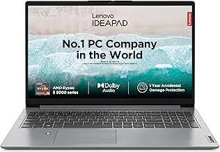 Lenovo IdeaPad 1 AMD Ryzen 5 5500U 15.6" HD Thin and Light Laptop (8GB RAM/512GB SSD/Windows 11 Home/Office Home 2024/1 Year ADP Free/Grey/1.6Kg), 82R4011MIN