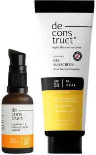 Deconstruct Sunscreen - SPF 50 PA+++ Sun Protect Duo | 10% Vitamin C Face Serum (30 ml) + Gel Sunscreen