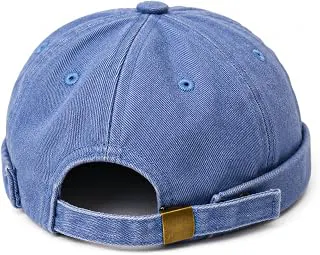 Brimless Cap for Men, Adjustable Docker Hat, Retro Fisherman Cap, Vintage Sailor Hat, Lightweight Washed Cotton Skull Cap, Rolled Cuff Beanie for Travel, Outdoor, Streetwear