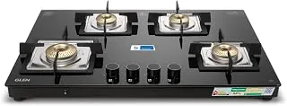 Glen 4 Burner Ultra Slim Premium Gas Stove | Auto Ignition | 8 MM Toughened Glass | 360 Revolving Inlet Nozzle | Forged Brass Burners | 2 years standard and 5 years glass Warranty | 1074USBL75