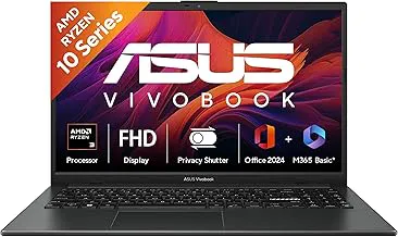 ASUSVivobook Go 15 (2026),AMD Ryzen 3 30, AMD Radeon iGPU, 8GB RAM, 512GB SSD, FHD, 15.6"(39.6 cm),Windows 11,M365 Basic(1 Year)* Office 2024,Mixed Black, 1.63 Kg,E1504FA-BQ2114WS,Thin & Light Laptop