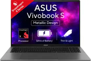 ASUS Vivobook S16 OLED (2025) with Backlit Keyboard, Metal Body*, Snapdragon X - (16 GB/512 GB SSD/Windows 11 Home) S3607QA-SH074WS Thin and Light Laptop