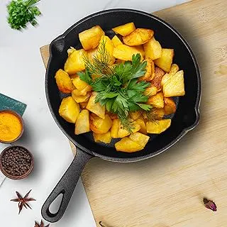 SOLARA Frying Pan 8 Inch/20 Cm with Handle,Fry Pan 1.2Kg, 100% Pure and Toxin-Free Fish Fry Pan/Skillet, Cookware Cast Iron