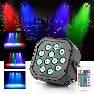 Gesto Copper RGB Stage Par DJ Light with Remote Control,UV 6in1 Color Uplightning Led Lights,Color Changing Disco Party Lights for Birthday,House Party,Disco Show,Diwali Lights,Events-12 Led,Black