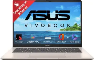 ASUS Vivobook 14 (2025) with Office 2024 + M365 Basic*, Backlit Keyboard, Snapdragon X - (16 GB/512 GB SSD/Windows 11 Home) X1407QA-LY088WS Thin and Light Laptop