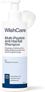 WishCare Multi Peptide Anti Hairfall Shampoo For Frizzy and Dry Hair | Controls Hairfall & Promotes Hair Growth | Peptides, Rice Water, Rosemary & Caffeine | Paraben & Sulphate Free Shampoo For Women & Men | For All Hair Types | 250ml
