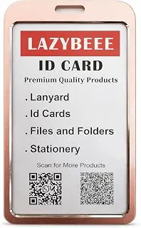 Premium Aluminum ID Card Holder (Rose Gold, Vertical) – Hard Metal Badge Case with Scratch Guard, Lightweight & Durable for Office & School Use (Pack of 1)
