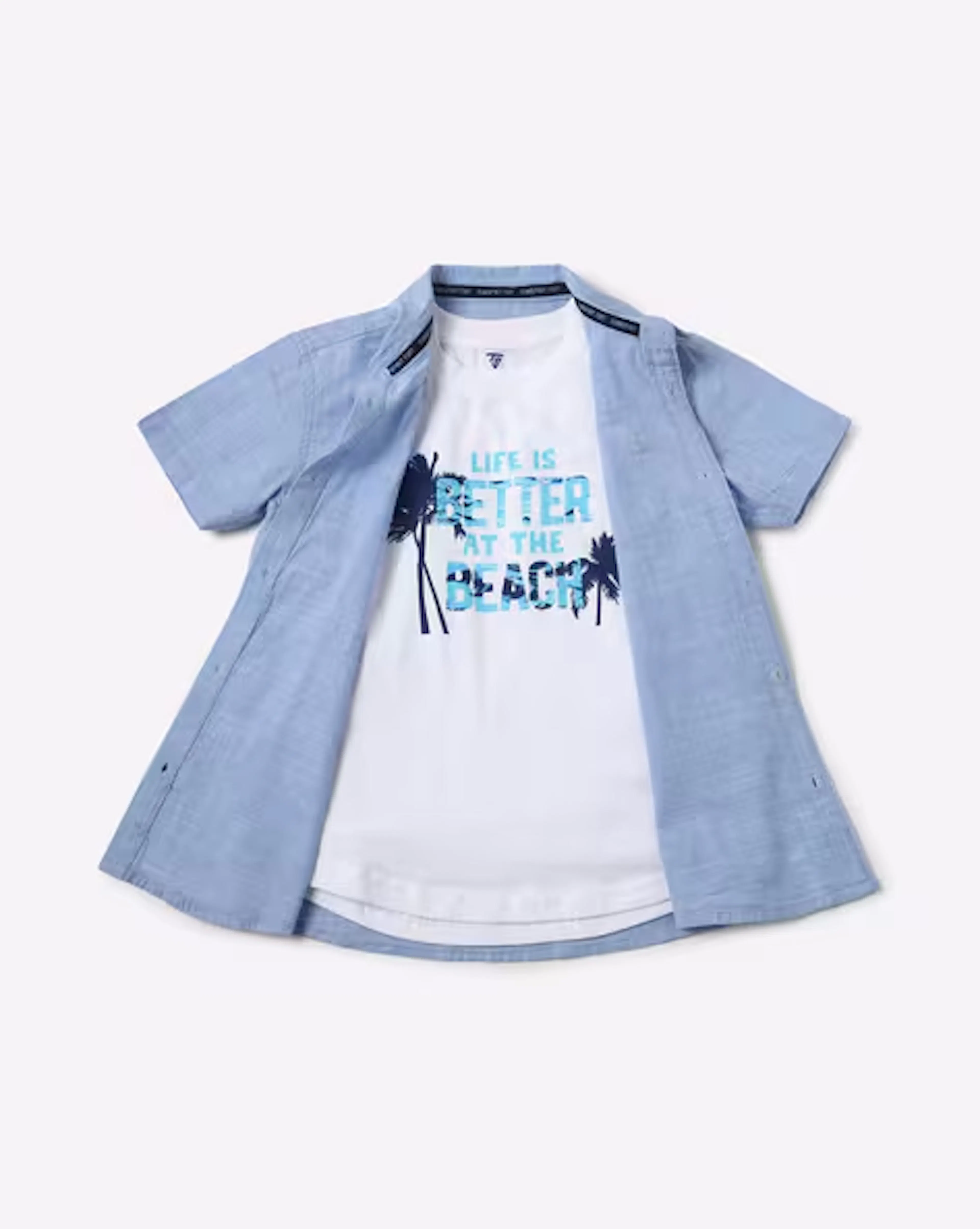 Graphic Print Twofer Shirt with Patch Pocket