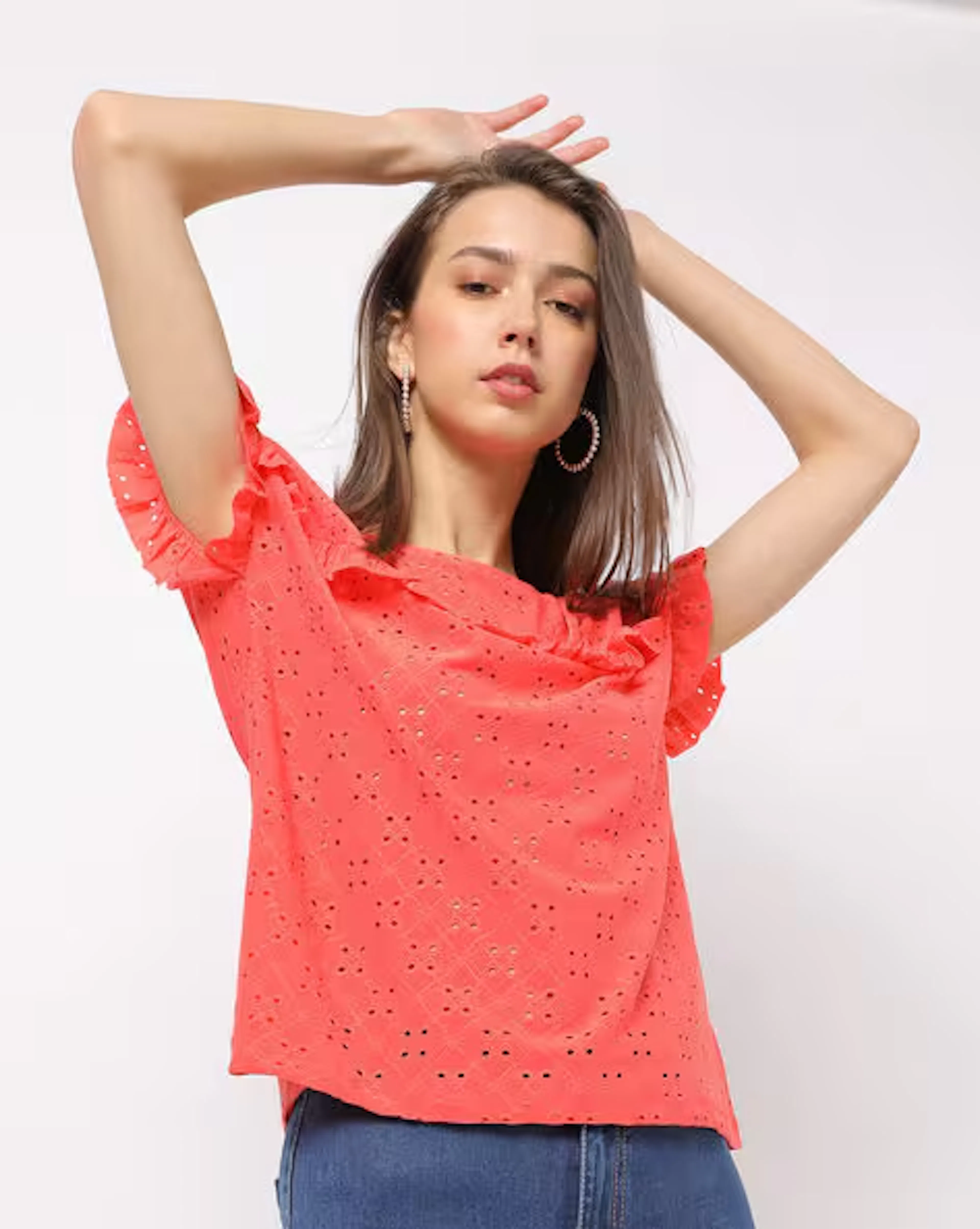 Schiffli Crew-Neck T-shirt