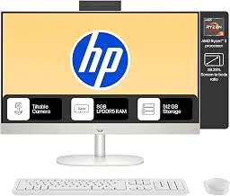 HP AIO 24, AMD Ryzen 3 7320U,8GB LPDDR5, 512GB SSD (Win11,Office24) Anti-Glare, FHD, 23.8inch(60.5 cm), 510SP White Wireless Keyboard and Mouse Combo,Radeon Graphics,White, 5.27kg,24-cr0014in/cr0016in