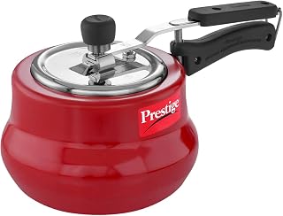 Prestige 3 Litre Aluminium Nakshatra Duo Inner Lid Pressure Cooker | Stainless Steel Lid | Handi | Deep Lid for Spillage Control | Anti-Bulge Base | Gas & Induction Compatible | Red |5Y Warranty | ISI