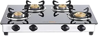 Greenchef NEXA 4 Burner Glass top Gas stove, ISI certified (4 Burner) Manual, Black