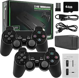 DOMENICO Wireless video games for tv gaming Retro gaming console with Game Stick Plug & Play TV Video Game Set for 2 player with 15Emulator for Kids & Old School Station Video Game - Black