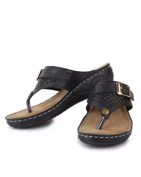 Laser-Cut Thong-Strap Sandals