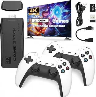 Amitasha 2026 Upgraded 4k TV Plug & Play Video Game with 2 Wireless Controllers - 21000+ Retro TV Gaming Stick Console for Kids & Adults