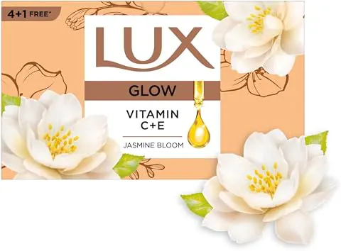 Lux Flaw-less Glow Bathing Soap infused with Vitamin C & E |For Superior Glow|Buy 4 Get 1 Free|150g Soothing