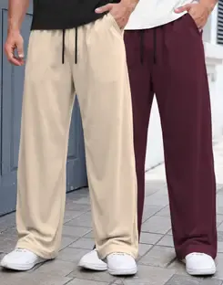MADBROS Solid Men Beige, Maroon Track Pants