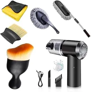 AZRIEL 6 PCS-3in1 Car Vacuum Microfiber Car Duster Kit|Interior & Exterior Cleaning Brush Detailing Tool|Scratch & Lint Free|Extendable Long Handle Duster. (6 in 1 Car Cleaning Kit) | Multi