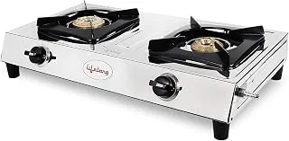 Lifelong 2 Burner Gas Stove Top for Kitchen - Manual Ignition Cooktop with Stainless Steel for Kitchen, ISI Certified & Compatible with LPG - 1 Year Manufacturer's (Silver, LLGS990)