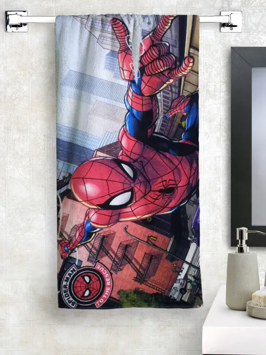 Marvel Unisex Kids Red & Blue Marvel Spiderman Printed 350GSM Bath Towel