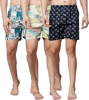 Urban ScottishUltra-Comfortable Men's Boxer Pants (Pack of 3) - 100% Cotton Material with A Stylish Print - Soft and Stretchy Elastic Waist Band - Dynamic Movement and Hardwearing Stitching